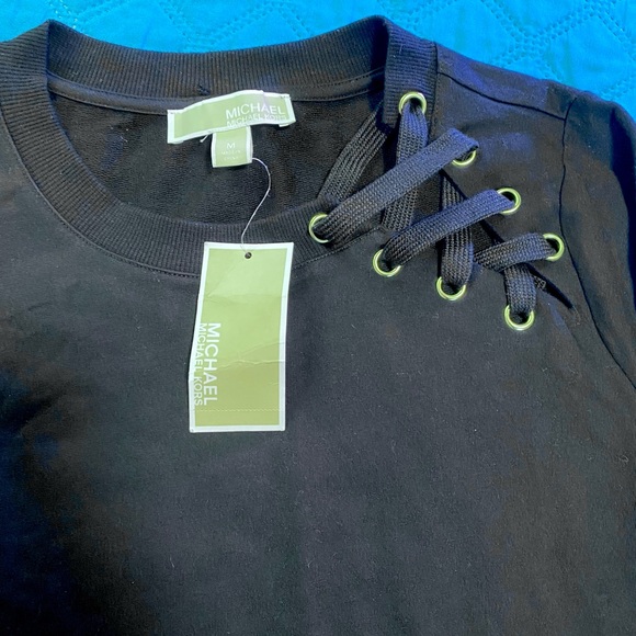 Michael Kors, black top Sweatshirt with Lace-Up Detail NWT (medium) - Picture 6 of 10